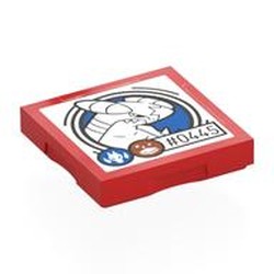 LEGO part 102349pr0032 Tile Special 2 x 2 with SMART Tag with '#0445' Garchomp Print in Bright Red/ Red