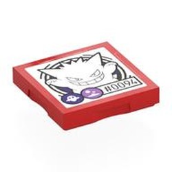 LEGO part 102349pr0028 Tile Special 2 x 2 with SMART Tag with '#0094' Gengar Print in Bright Red/ Red