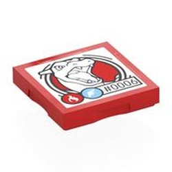 LEGO part 102349pr0026 Tile Special 2 x 2 with SMART Tag with '#0006' Charizard Print in Bright Red/ Red