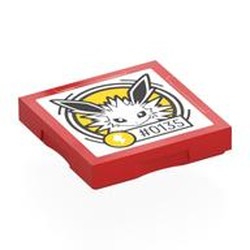 LEGO part 102349pr0025 Tile Special 2 x 2 with SMART Tag with '#0135' Jolteon Print in Bright Red/ Red