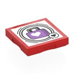 LEGO part 102349pr0027 Tile Special 2 x 2 with SMART Tag with Bag with Heart Print in Bright Red/ Red