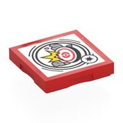 LEGO part 102349pr0024 Tile Special 2 x 2 with SMART Tag with Rocks and Hit Target Print in Bright Red/ Red