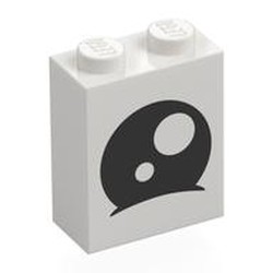 LEGO part 3245cpr0010 Brick 1 x 2 x 2 with Black Eye, White Iris print in White