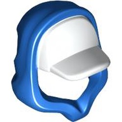 LEGO part 52684pat0002 Hood over Cap, White Cap Pattern in Bright Blue/ Blue