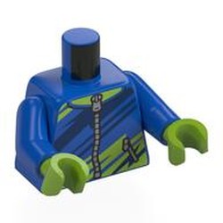 LEGO part 973c28h18pr0001 Torso, Blue Arms, Lime Hands with print in Bright Blue/ Blue
