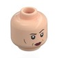 Minifig Head Colonel Ward, Dark Brown Eyebrows, Dark Red Lips, Cheek Lines, Smirk / Annoyed
