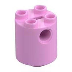 LEGO part 30361c Brick Round 2 x 2 x 2 Robot Body, Axle Holder '+' Orientation in Light Purple/ Bright Pink