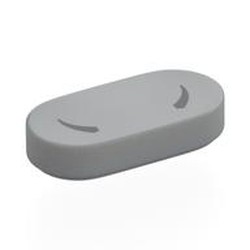 LEGO part 1126pr0012 Tile Round 1 x 2 with Dark Bluish Grey Lines (Nostriles) print in Medium Stone Grey/ Light Bluish Gray