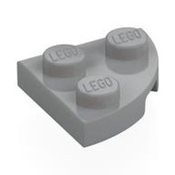 LEGO part 7904 Plate Round Corner 2 x 2 in Medium Stone Grey/ Light Bluish Gray