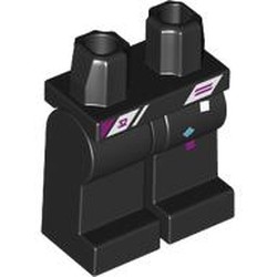 LEGO part 970c03pr0060 Hips and Black Legs with print in Black