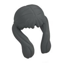 LEGO part 68520 Hair Bangs, Long Ponytails on Sides in Dark Stone Grey / Dark Bluish Gray