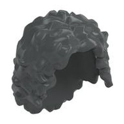 LEGO part 20595 Hair Long Tousled with Center Part in Dark Stone Grey / Dark Bluish Gray