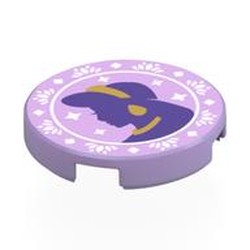 LEGO part 14769pr0040 Tile Round 2 x 2 with print in Lavender
