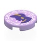 Tile Round 2 x 2 with Dark Purple Jasmin Silhouette, Gold Jewelry, White Decorations print