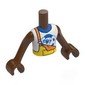Minidoll Torso Boy with Reddish Brown Arms and Hands with White Shirt, Blue Koala, Yellow Overall, Orange Straps print