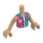 Minidoll Torso Girl with Warm Tan Arms and Hands with print