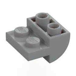 LEGO part 1750 Brick Curved Inverted 2 x 2 with 1 x 2 Cutouts in Medium Stone Grey/ Light Bluish Gray