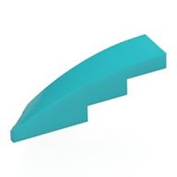 LEGO part 5414 Brick Wedged, Curved 1 x 4 with Stud Notch Right in Medium Azure