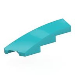 LEGO part 5415 Brick Wedged, Curved 1 x 4 with Stud Notch Left in Medium Azure