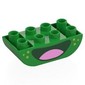 Duplo Brick 2 x 4 Curved Bottom with Dark Green Mouth, Pink Tongue, Lime Spots print