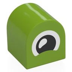 LEGO part 3664pr0035 Duplo Brick 2 x 2 x 2 Curved Top with print in Bright Yellowish Green/ Lime