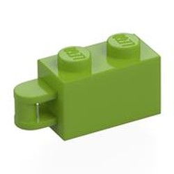 LEGO part 34816 Brick Special 1 x 2 with Vertical Closed Handle on Edge in Bright Yellowish Green/ Lime