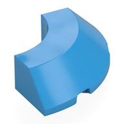 LEGO part 5649 Brick Round Corner 4 x 4 x 1 with Bottom Cut Outs, No Studs, Flat Top in Dark Azure