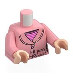 LEGO part 973c84h02pr0001 Torso, Warm Pink Arms, Light Nougat Hands with print in Warm Pink