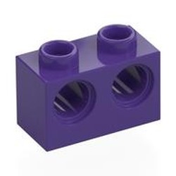 LEGO part 32000 Technic Brick 1 x 2 [2 Pin Holes] in Medium Lilac/ Dark Purple