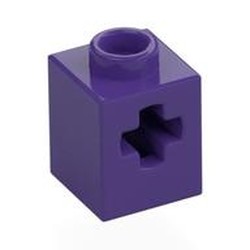 LEGO part 73230 Technic Brick 1 x 1 with Axle Hole in Medium Lilac/ Dark Purple