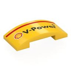 LEGO part 7547pr0006 Slope Curved 4 x 2 Double with print in Bright Yellow/ Yellow