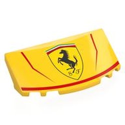 LEGO part 7304pr0003 Windscreen, Curved 6 x 2 x 2 with print in Bright Yellow/ Yellow