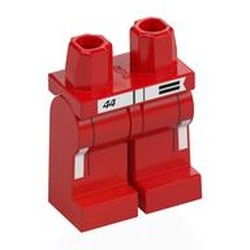 LEGO part 970c22pr0023 Hips and Red Legs with print in Bright Red/ Red