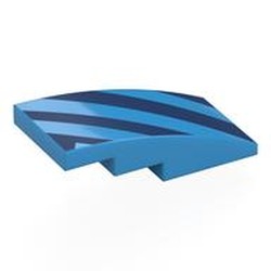 LEGO part 93606pr0036 Slope Curved 4 x 2 No Studs with print in Dark Azure