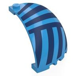 LEGO part 8010pr0005 Panel 5 x 5 x 3 1/3 Corner, Curved Top with print in Dark Azure