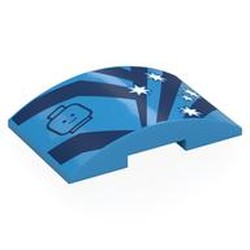 LEGO part 78522pr0013 Brick Curved 4 x 6 Double, 2 x 4 Cutout with print in Dark Azure