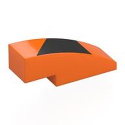 LEGO part 50950pr0009 Slope Curved 3 x 1 No Studs with print in Bright Orange/ Orange