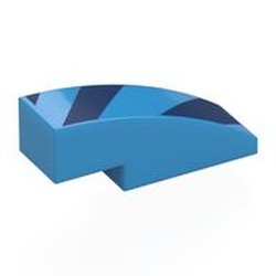 LEGO part 50950pr0008 Slope Curved 3 x 1 No Studs with print in Dark Azure