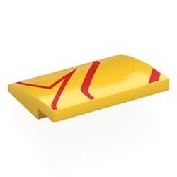 LEGO part 8235pr0003 Slope Curved 4 x 3 No Studs with print in Bright Yellow/ Yellow