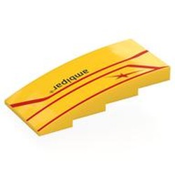 LEGO part 8236pr0003 Slope Curved 4 x 8 No Studs with print in Bright Yellow/ Yellow