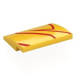 LEGO part 8235pr0004 Slope Curved 4 x 3 No Studs with print in Bright Yellow/ Yellow