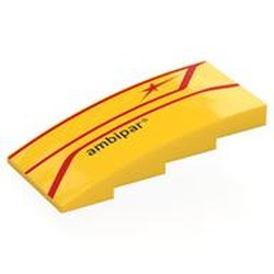 LEGO part 8236pr0004 Slope Curved 4 x 8 No Studs with print in Bright Yellow/ Yellow