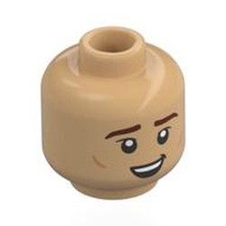 LEGO part 28621pr0142 Minifig Head with print in Warm Tan