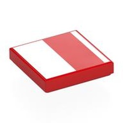 LEGO part 3068bpr0453 Tile 2 x 2 with print in Bright Red/ Red