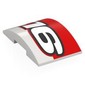 Brick Curved 4 x 6 Double, 2 x 4 Cutout with Red Rectangle, White '16' print