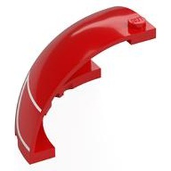 LEGO part 8010pr0002 Panel 5 x 5 x 3 1/3 Corner, Curved Top with print in Bright Red/ Red