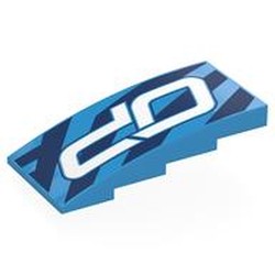 LEGO part 8236pr0005 Slope Curved 4 x 8 x 1 2/3 No Studs with print in Dark Azure
