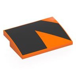 LEGO part 8235pr0008 Slope Curved 4 x 3 x 2/3 No Studs with print in Bright Orange/ Orange