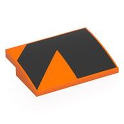 LEGO part 8235pr0009 Slope Curved 4 x 3 x 2/3 No Studs with print in Bright Orange/ Orange
