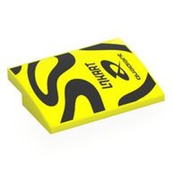 LEGO part 8235pr0010 Slope Curved 4 x 3 x 2/3 No Studs with print in Vibrant Yellow